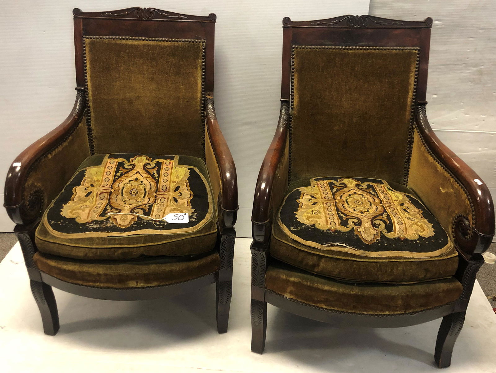 Lovely Pair of 19th Cent French Empire Chairs (1 of 13)