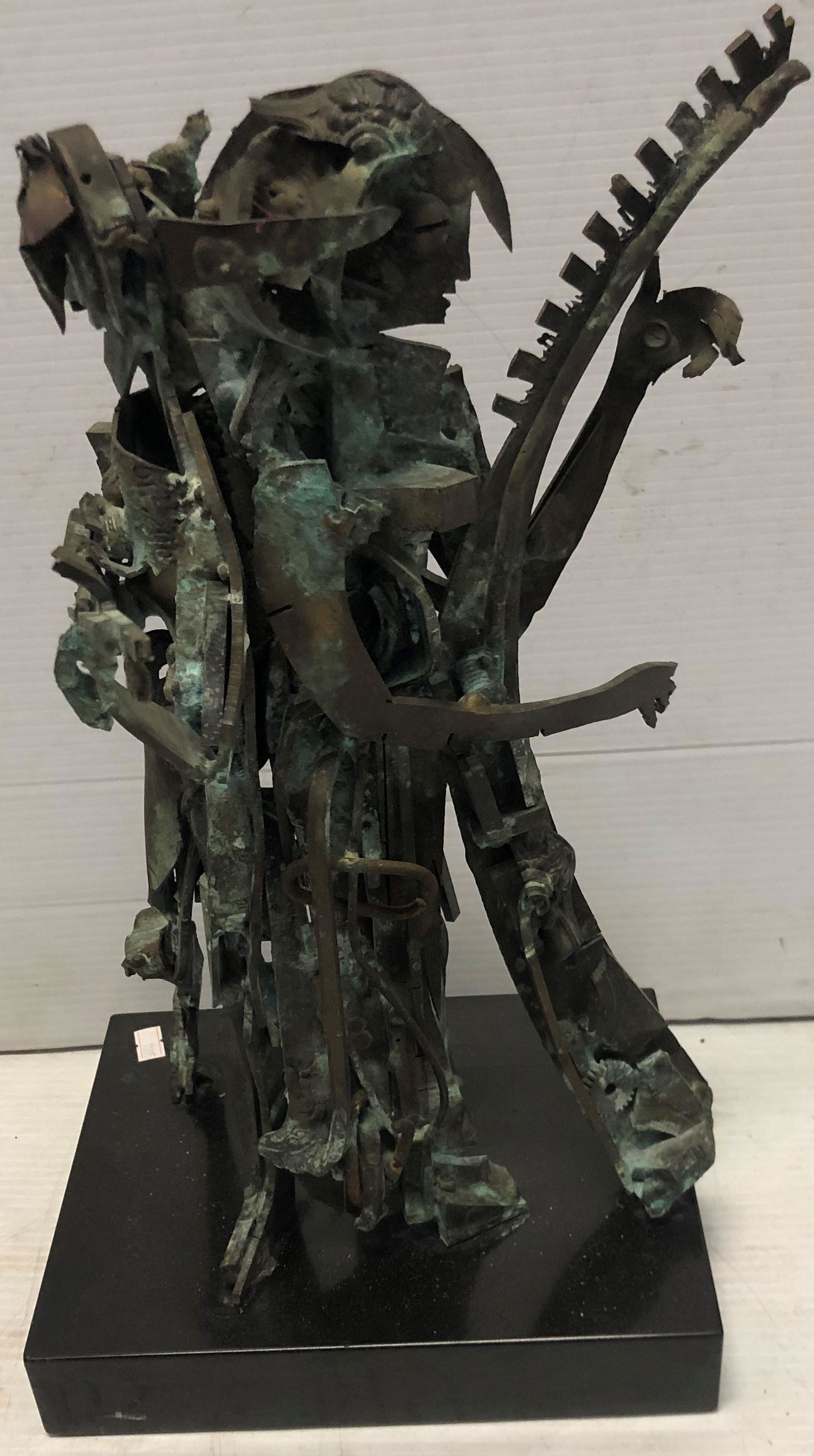 Bronze Brutalist Statue of Musicians Signed 17.5"h (1 of 5)