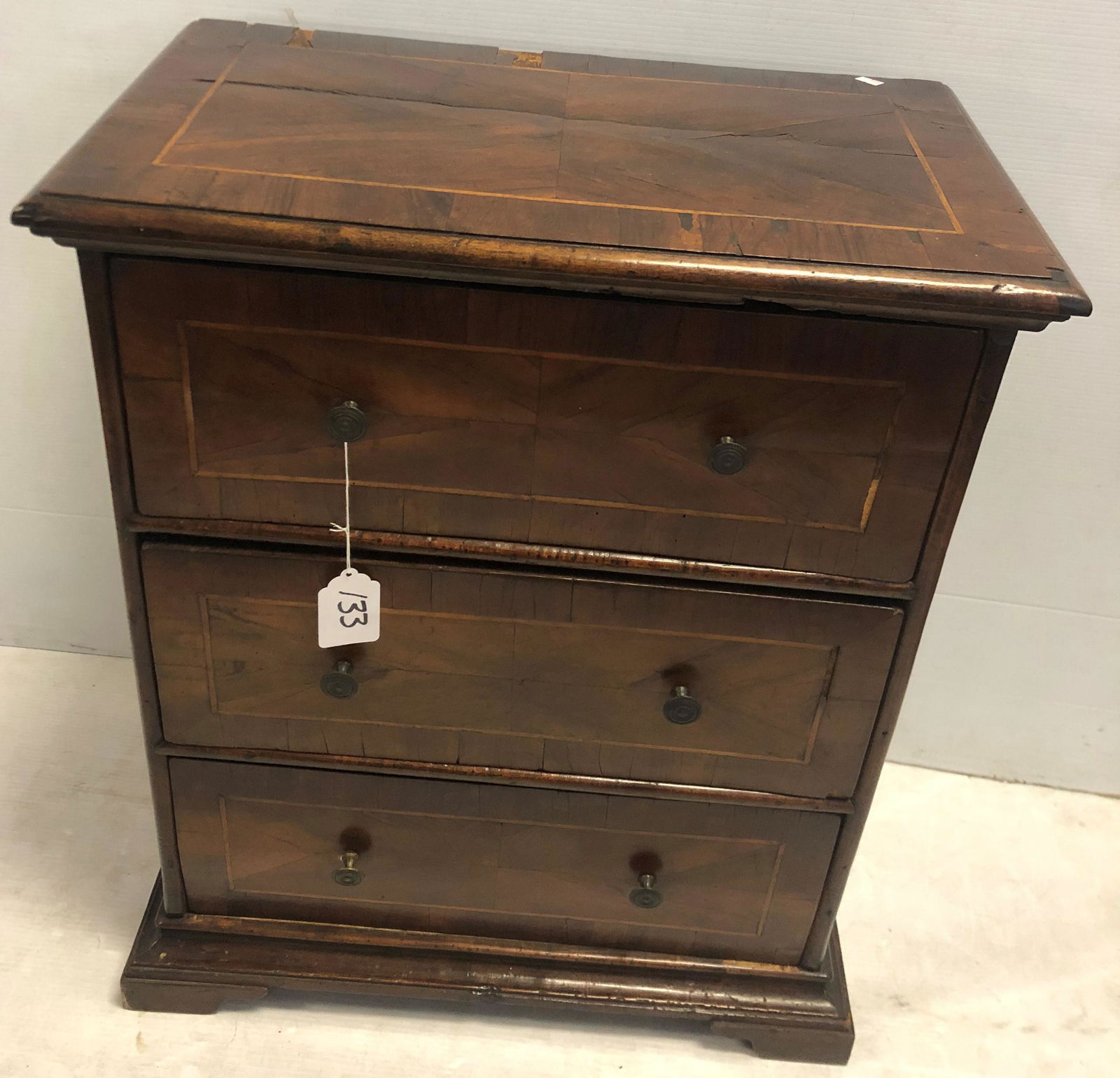 3 Drawer Antique 19th Cent. English Chest (1 of 8)