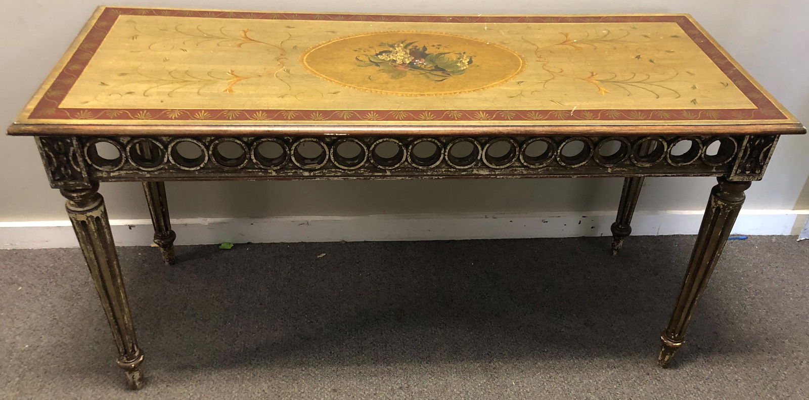 57" Paint Decorated Designer Console Table (1 of 5)