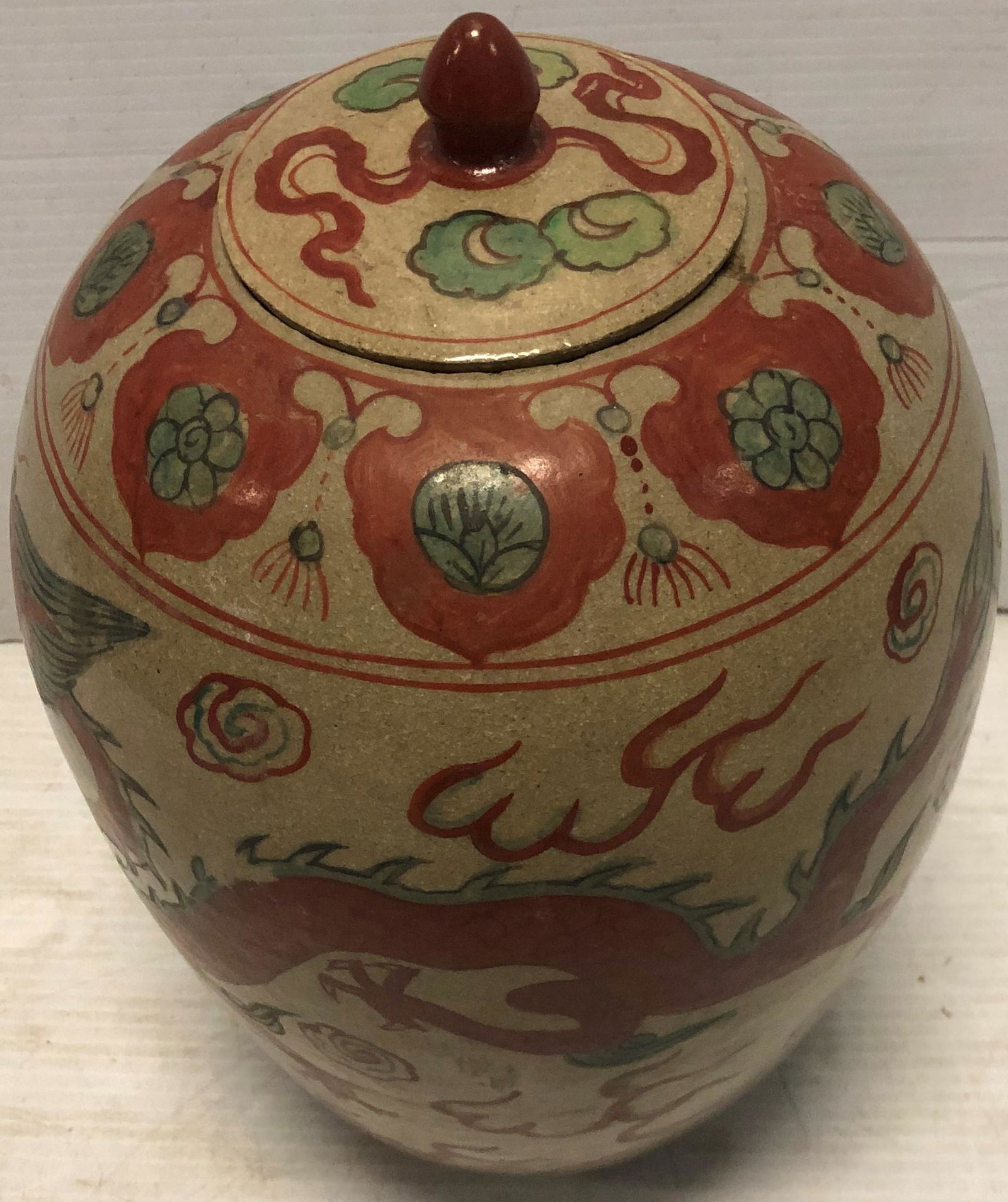 19th Cent. 12.5" Hand Painted Vessel (1 of 5)