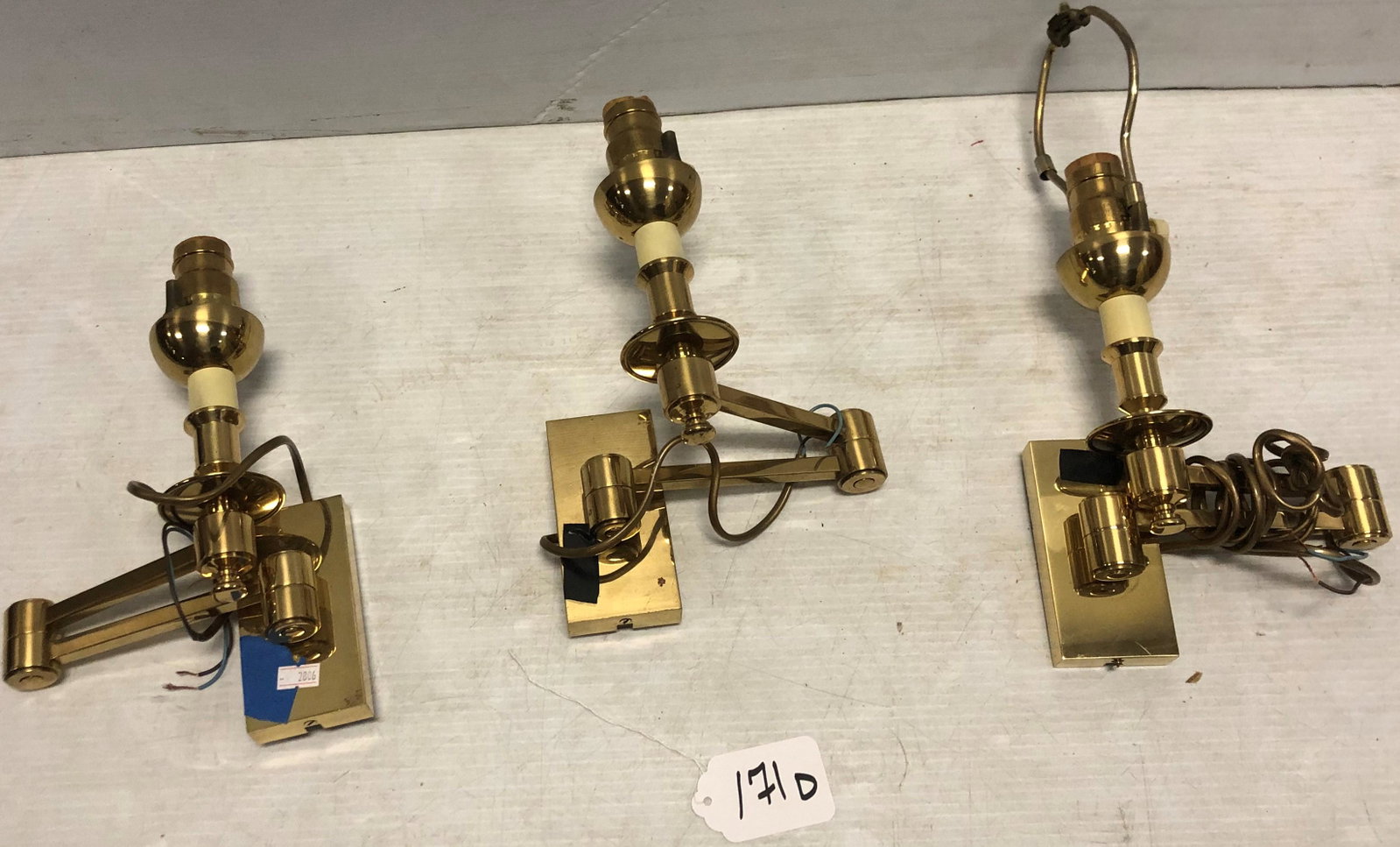 3 Swing Arm Brass Wall Sconces: 3 Swing Arm Brass Wall Sconces