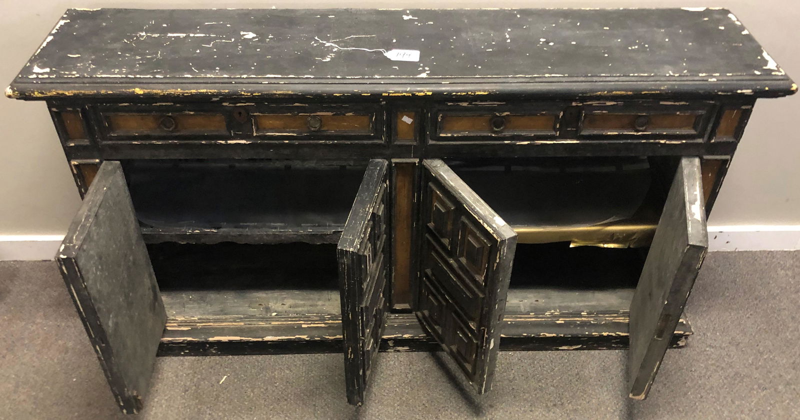 2 Drawer, 4 Door Paint Decorated Cabinet (1 of 2)