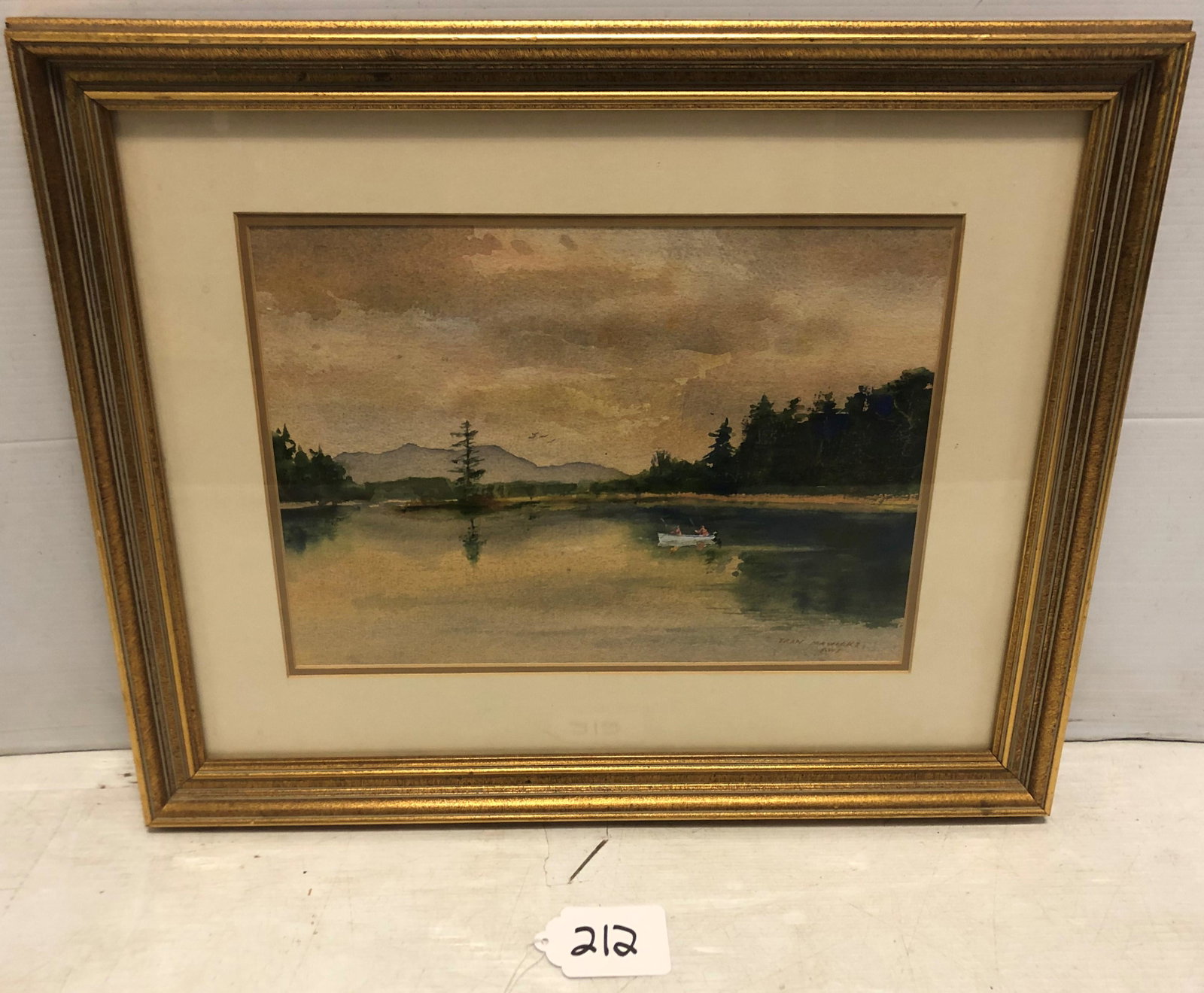 Bucolic Framed Watercolor Fran Mawickz 17"x 21"h: Bucolic Framed Watercolor Fran Mawickz 17"x 21"h