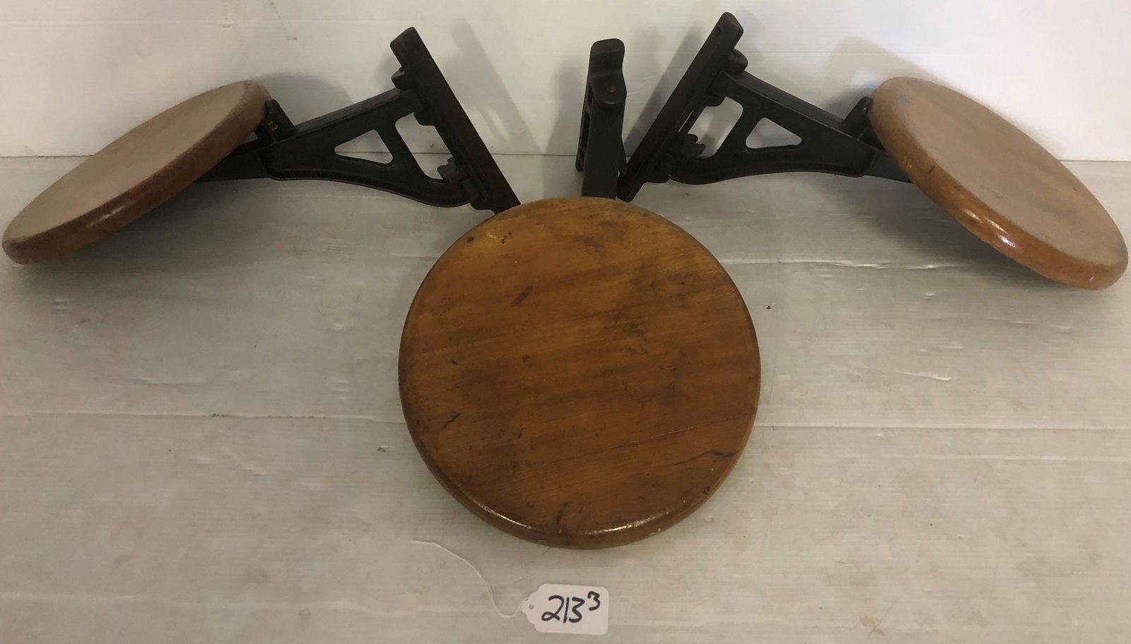 3 Industrial Swinging Iron and Wood Cafe Stools (1 of 4)