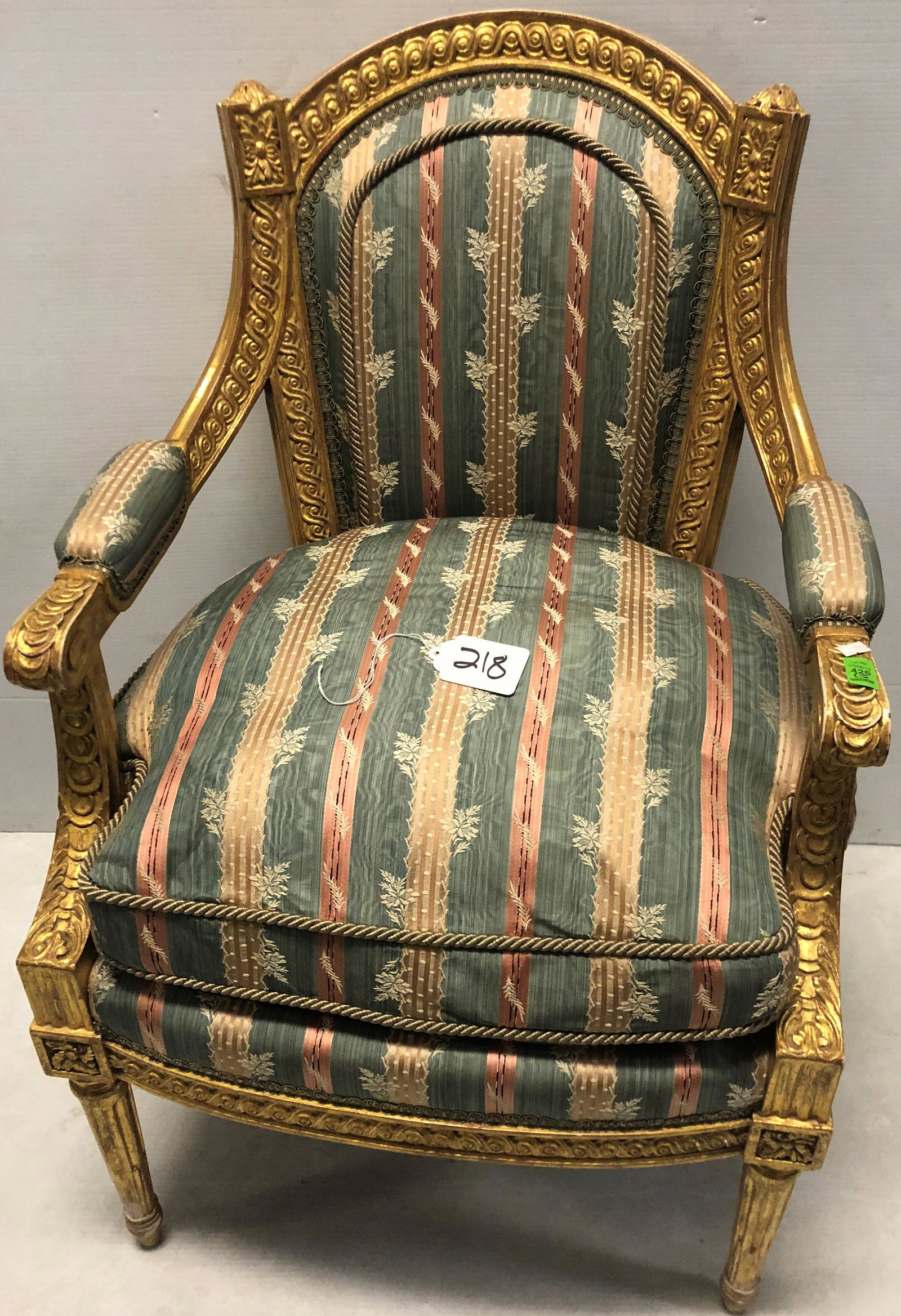 Gilt Armchair 36.5"w x 27"d x 36"h: Gilt Armchair 36.5"w x 27"d x 36"h