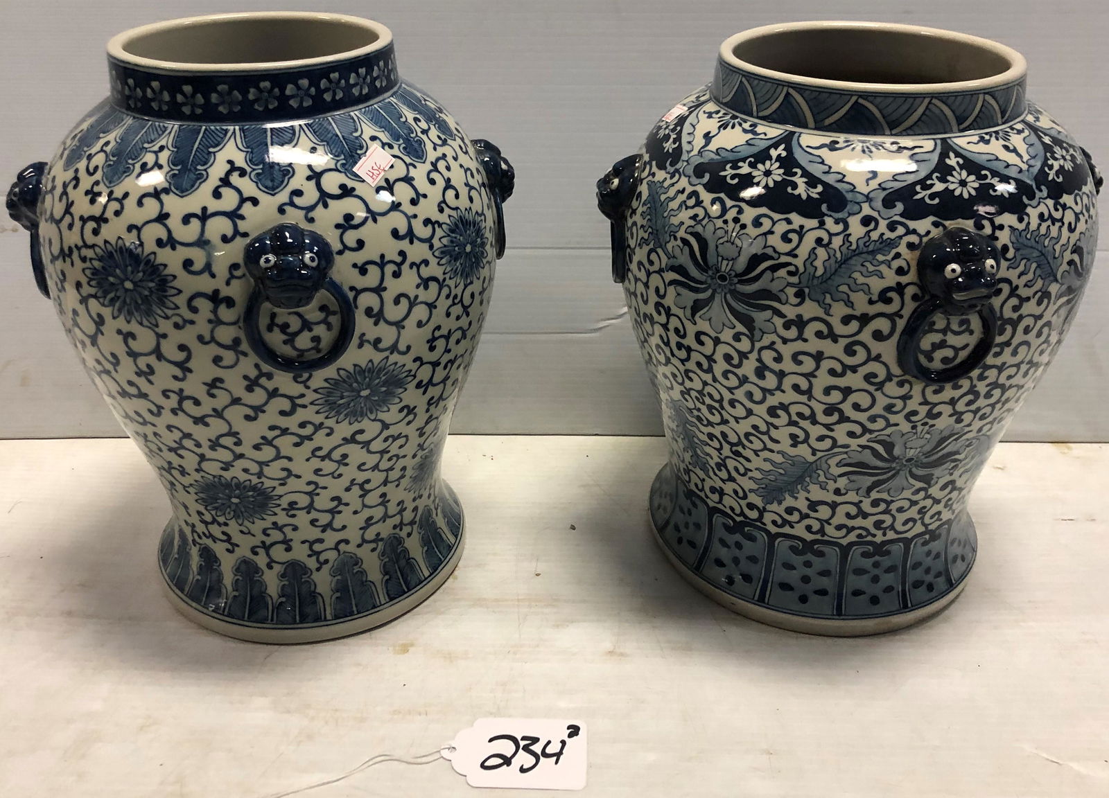 Pr. 13" Blue and White Chinese Pots (1 of 6)