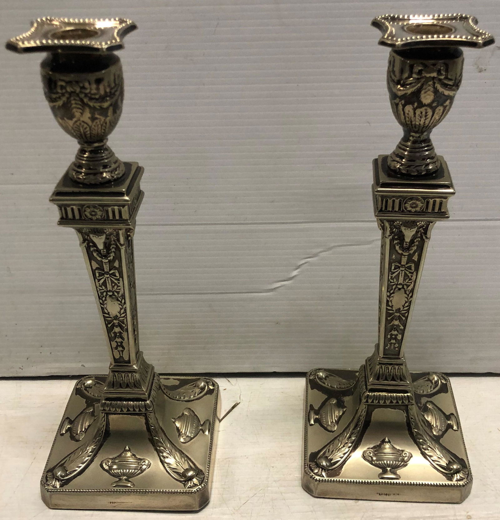 Pr. 13" Stylish Silver Plate Candlesticks (1 of 5)