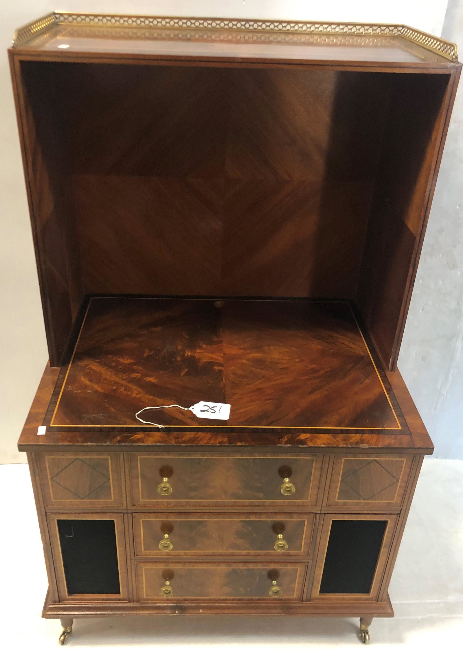 Nice Quality Inlaid Unique Cabinet with Brass Galley: Nice Quality Inlaid Unique Cabinet with Brass Galley Top