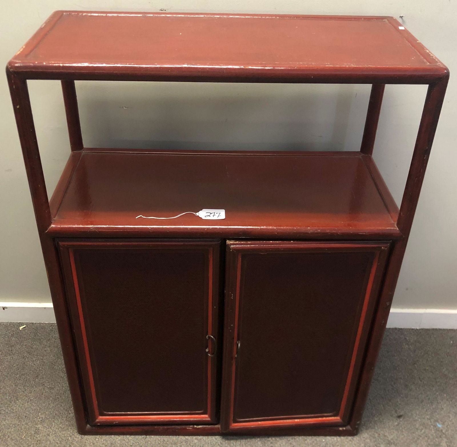 Red Oriental 2 Door Etagere 36"x 17"x 49"h (1 of 3)
