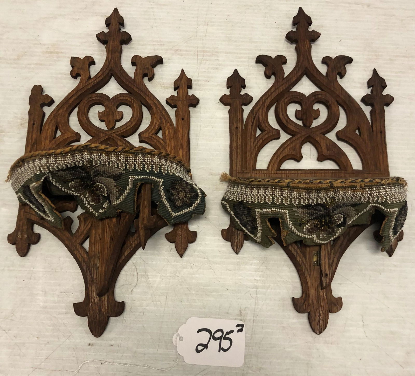 Pr. of 19th Cent. Gothic Wooden Shelves with Beaded (1 of 6)