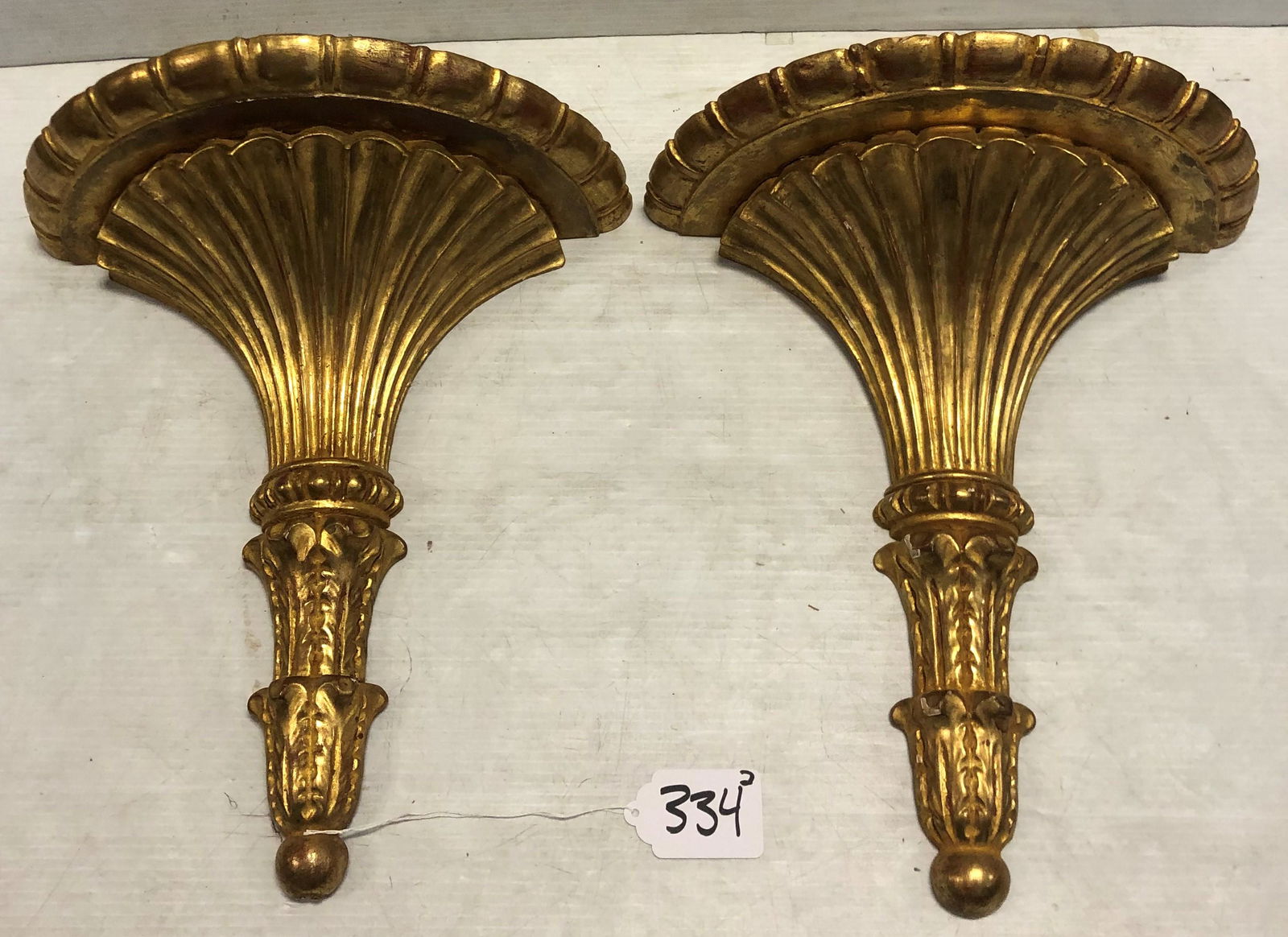 Pr. of Hand Painted Carved Clock Shelves 16"x 15"x 7.5" (1 of 5)