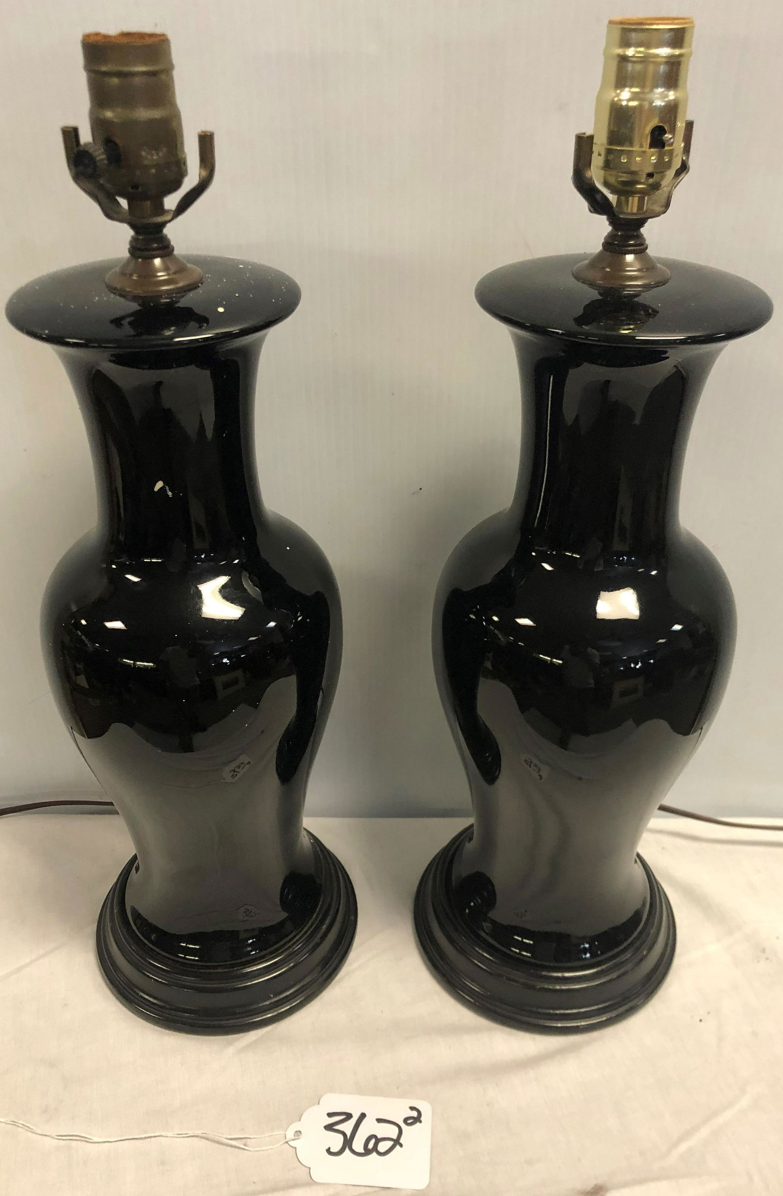 Pr. 17" Black Porcelain Lamp Bases (1 of 1)