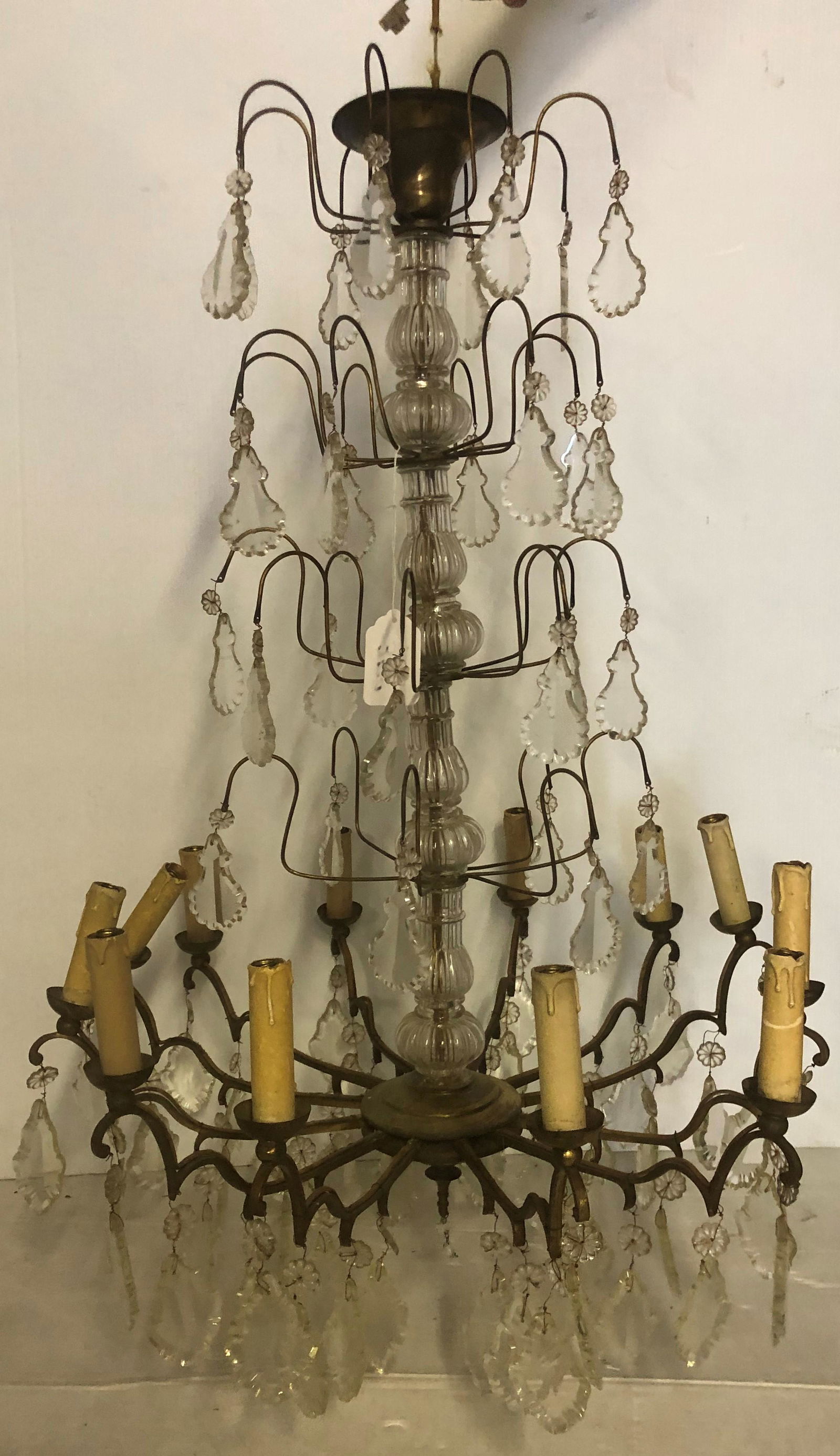 37" Iron and Crystal Vintage Chandelier (1 of 4)