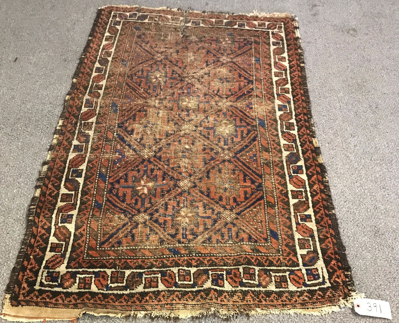 Worn Antique Persian Scatter 2'10"x4'8" (1 of 2)