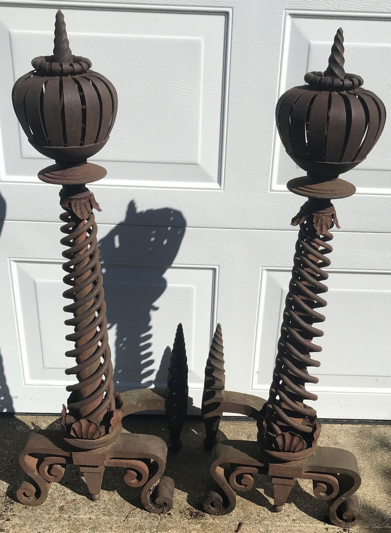 Massive Pr. of Hand Forged 40" Andirons (1 of 1)