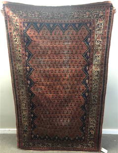 Antique Persian Fireplace Rug 4'x7': Antique Persian Fireplace Rug 4'x7'