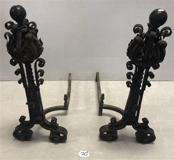 Massive Pr. of 34" Forged Andirons: Massive Pr. of 34" Forged Andirons