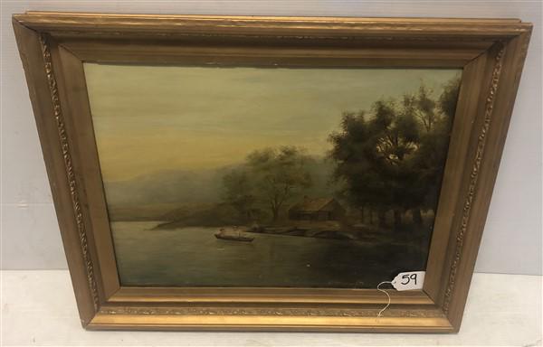 Unsigned 19th Cent. o/c Riverscape 24"x30" (1 of 4)