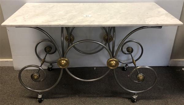 Elegant Chrome & Brass Marble Top Pastry Table 51" (1 of 5)