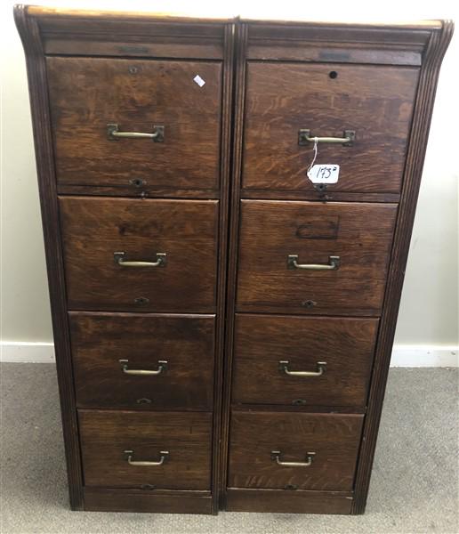 8 Drawer, Two Part Oak File Cabinet 34"w x 28" x 53"h (1 of 7)