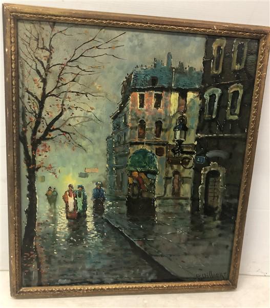 Vintage o/c Impressionist Streetscape Sgnd. Gilbert (1 of 3)