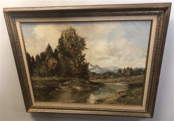 Framed o/c Riverscape 39"x31" (1 of 8)