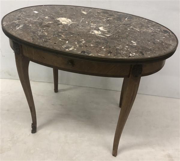 20" Marble Top Low Table ca. 1920 26"w x 18" x 20"h (1 of 5)