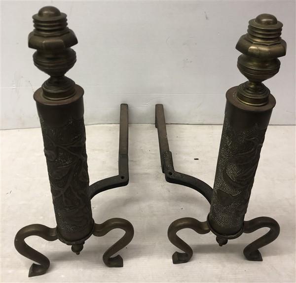 Pr. of 25" 19th Cent. Brass Andiron (1 of 5)