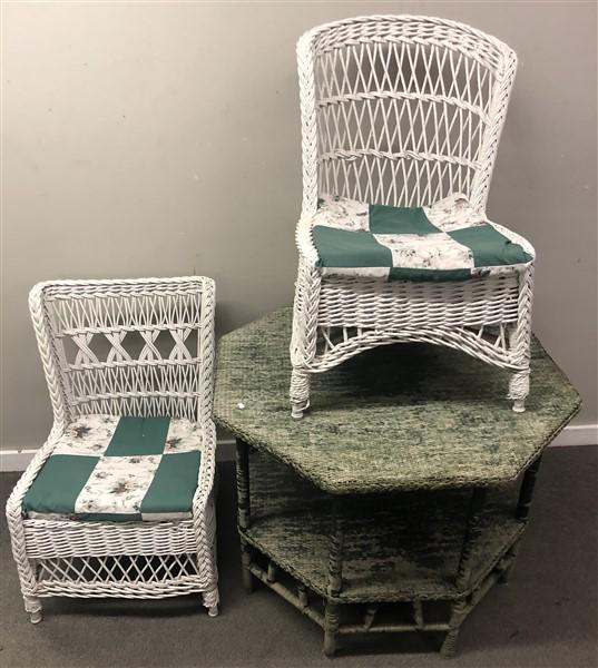 3 Early 20th Cent. Pcs. of Wicker: 3 Early 20th Cent. Pcs. of Wicker