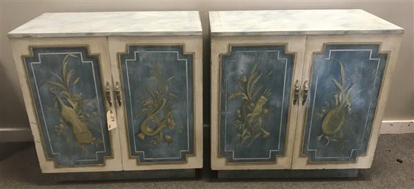 Pr. of Custom Paint Decorated Cabinets M. Rigusforn: Pr. of Custom Paint Decorated Cabinets M. Rigusforn