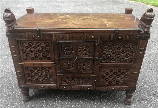 Beautifully Carved 1 Door Oriental Cabinet 38"w: Beautifully Carved 1 Door Oriental Cabinet 38"w