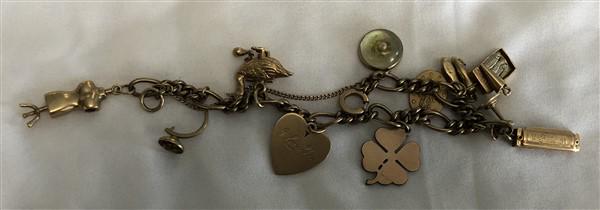 Mixed Metal Charm Bracelet Majority are 14kt. Bracelet: Mixed Metal Charm Bracelet Majority are 14kt. Bracelet is unstamped. 10kt, 12kt, 14kt charms- 31 grams