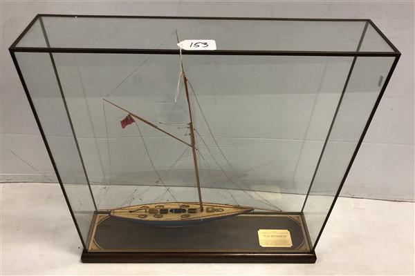 Handmade Sail Boat Model in Bronze and Glass Showcase: Handmade Sail Boat Model in Bronze and Glass Showcase 27"x6"x28"h