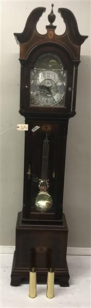 86" Inlaid Howard Miller 3 Weight Grandfather Clock: 86" Inlaid Howard Miller 3 Weight Grandfather Clock