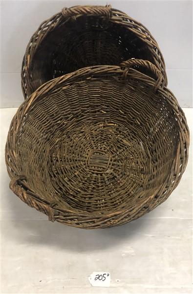 Pr. of Nice Early 26" Two Handle Wicker Baskets- Nice: Pr. of Nice Early 26" Two Handle Wicker Baskets- Nice Vintage Condition