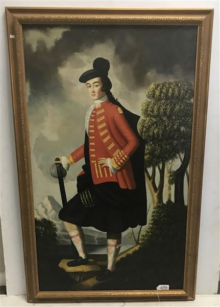 Contemporary Painted Print Process Scottish Soldier: Contemporary Painted Print Process Scottish Soldier 38"x58"