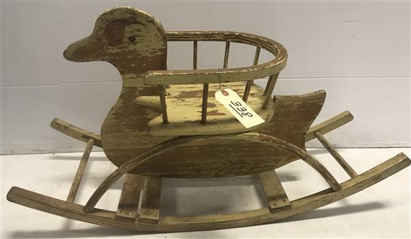 Folk Art Childs Rocker in Yellow Paint: Folk Art Childs Rocker in Yellow Paint