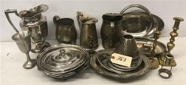 20+ pc. lot of Silver Plate, Brass, and Pewter: 20+ pc. lot of Silver Plate, Brass, and Pewter
