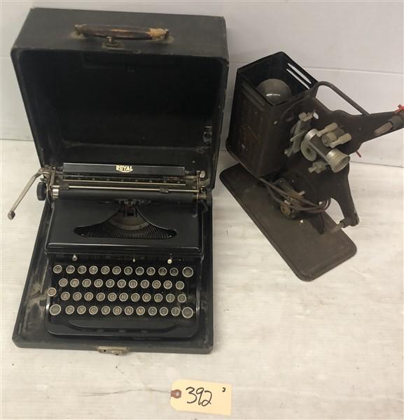 Vintage Projector and Royal Typewriter: Vintage Projector and Royal Typewriter