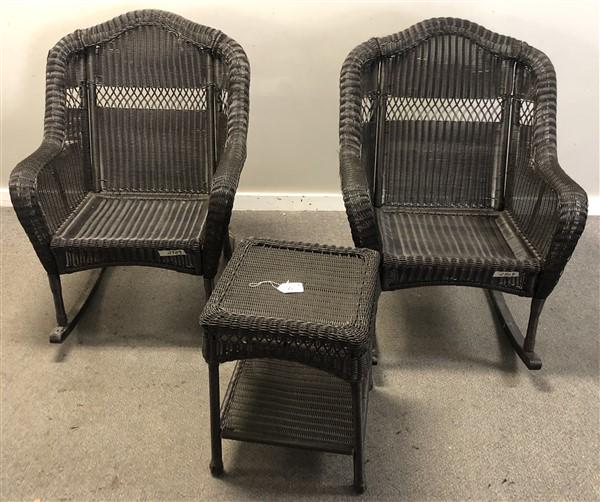 3 pc. Plastic Wicker Set 20"x24"x42" Table- 17"sq. x (1 of 6)