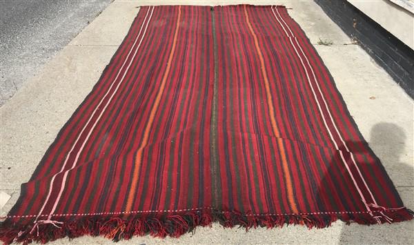 Red Striped Flatweave Rug 6'4"x12'2" (1 of 3)