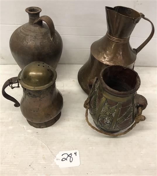 4 Vessels- 2 Pottery, 2 Copper (1 of 7)