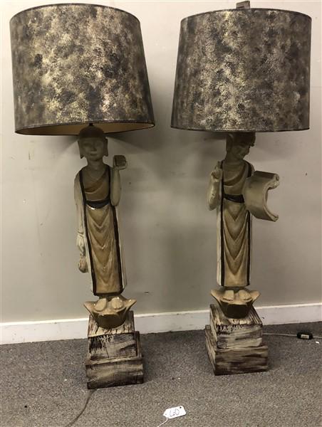 48" Pr. of Chinese Terracotta Lamps With Driftwood Base (1 of 7)