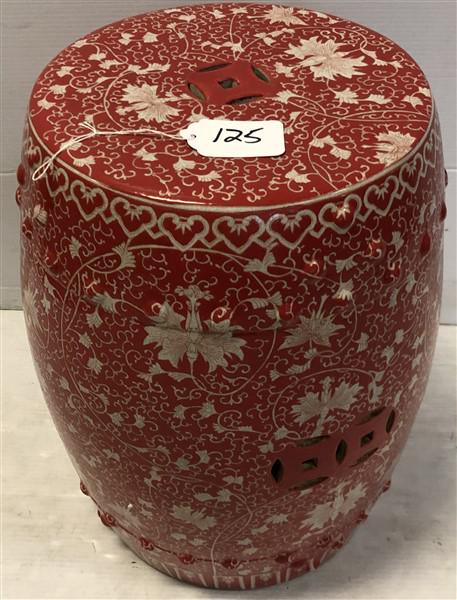 Red Garden Seat 12"round x 19"h: Red Garden Seat 12"round x 19"h