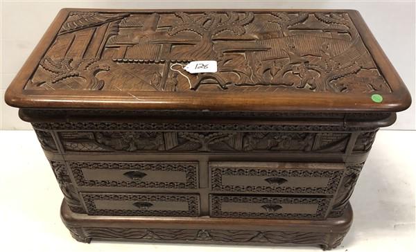 Carved Lift Top Storage Trunk: Carved Lift Top Storage Trunk