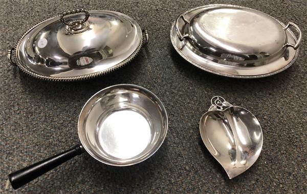 Tiffany Sterling Dish and 3 Silver Plate Serving Pcs. (1 of 8)