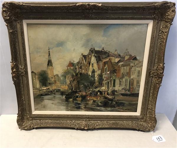 o/c harbor scene- Signed 27"x31" (1 of 7)