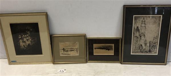 4 Engravings 8"x10" 14"x19" (1 of 9)