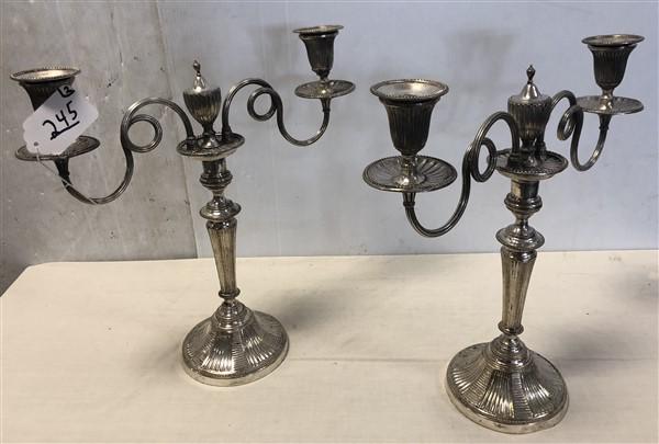 Pr. of Silver Plate 3 Lite Candelabras 16"w x 16"h (1 of 7)
